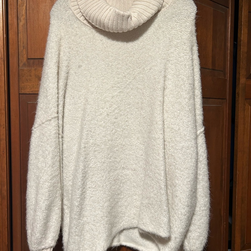 Free People Cream Cowl Neck Sweater